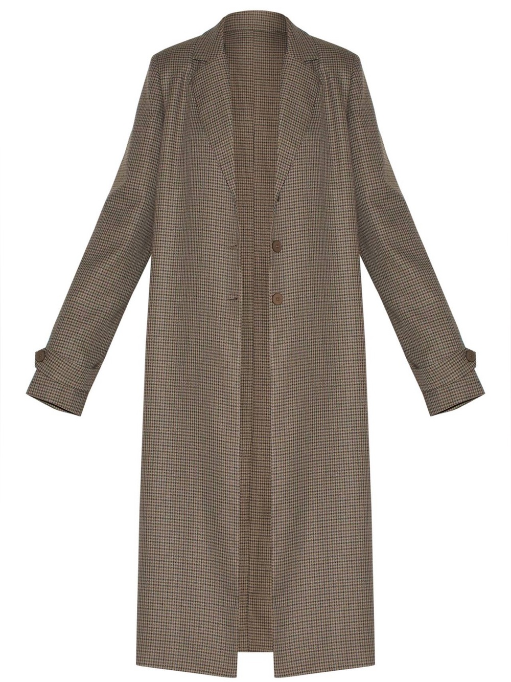 PrettyLittleThing Brown Houndstooth Longline Duster Coat - Picture 7 of 16
